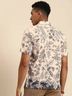 Off White Relaxed Floral Opaque Printed Casual Resort Shirt - Mahotsav | Grocsy