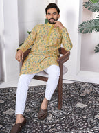 Anaita Yellow Digital Printed Work Cotton Straight Kurta | Grocsy