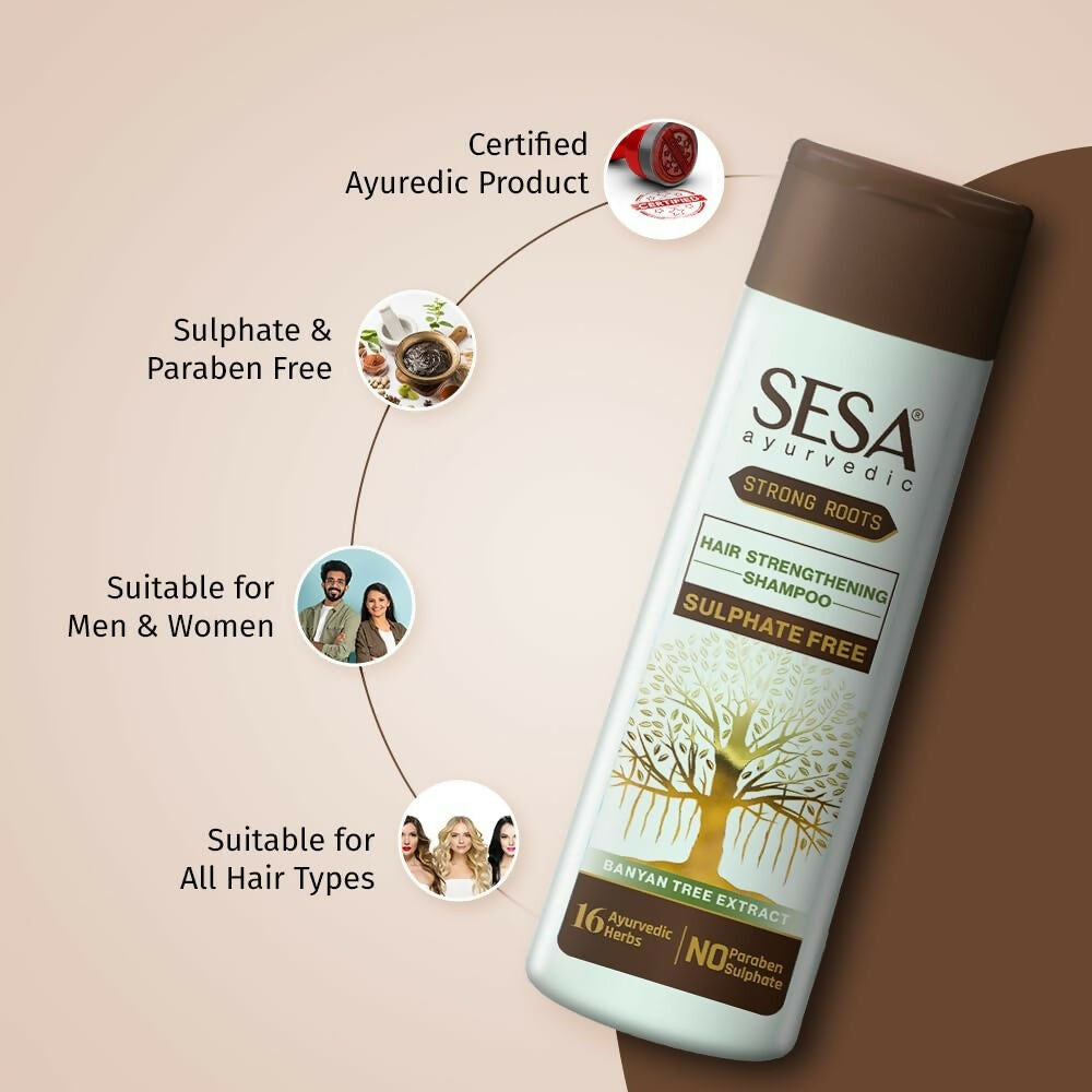 Sesa Strong Roots Sulphate Free Hair Strengthening Shampoo | Grocsy
