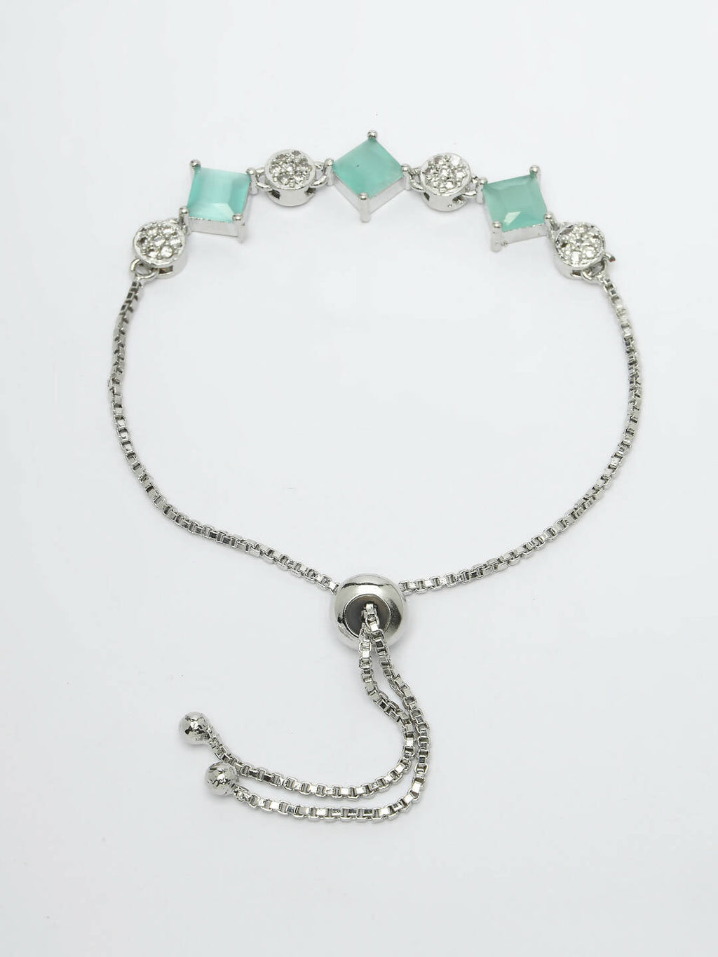 NVR Women Silver Plated & Blue Cz Stone Handcrafted Jewellery Set | Grocsy