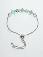 NVR Women Silver Plated & Blue Cz Stone Handcrafted Jewellery Set | Grocsy