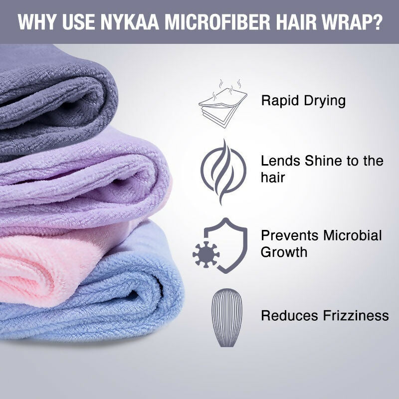 Nykaa Naturals Microfiber Hair Wrap for Frizz Free & Shiny Hair - Grey | Grocsy