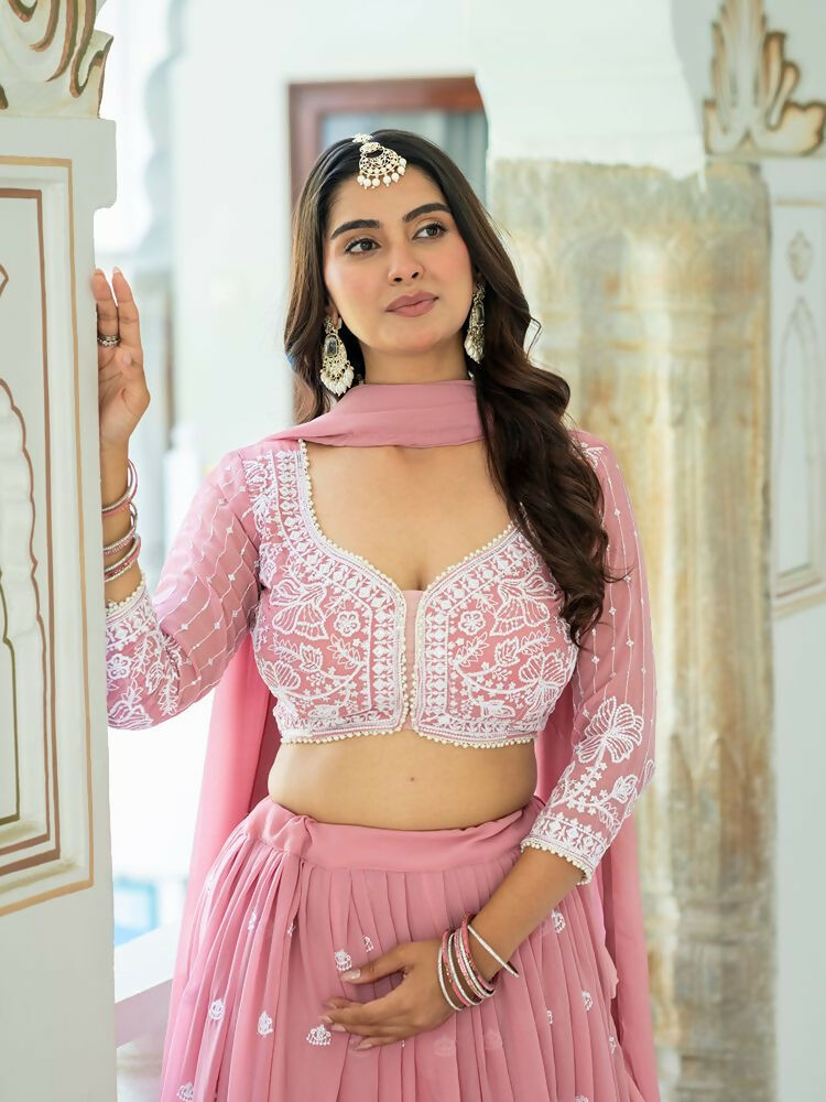 Lehenga Mart Light Pink Designer Wedding Wear Lehenga Choli | Grocsy