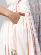 Ahalyaa Women Pink Crepe Khari Print Dress | Grocsy