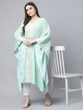Ahalyaa Women Sea Green Crepe Printed Kaftan Kurta | Grocsy