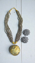 Inhanns All-Day Statement Beaded Necklace Set - Gray | Grocsy