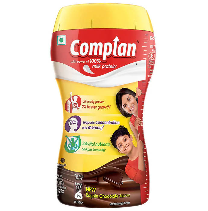 Complan Nutrition and Health Drink Royale Chocolate Jar - Flavourful Nutritious Drink, 100% Milk Protein, Improves Childrens Immune System | Grocsy