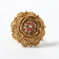 Mominos Fashion Joharkamal Gold-Polished Stone Studded Adjustable Finger Ring - Design 019 | Grocsy