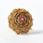 Mominos Fashion Joharkamal Gold-Polished Stone Studded Adjustable Finger Ring - Design 019 | Grocsy