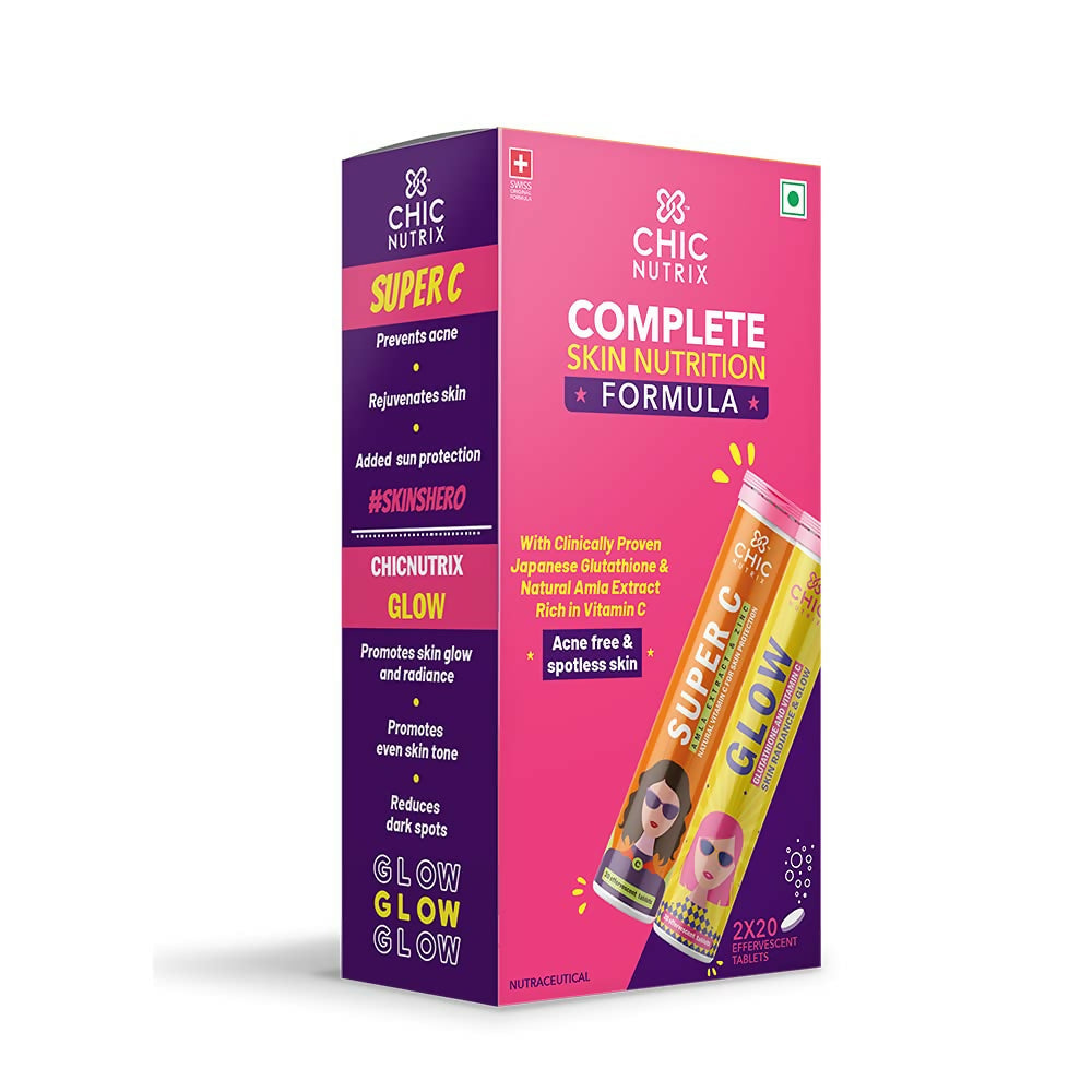 Chicnutrix Glow + Super C – Glutathione & Vitamin C Tablets | Grocsy