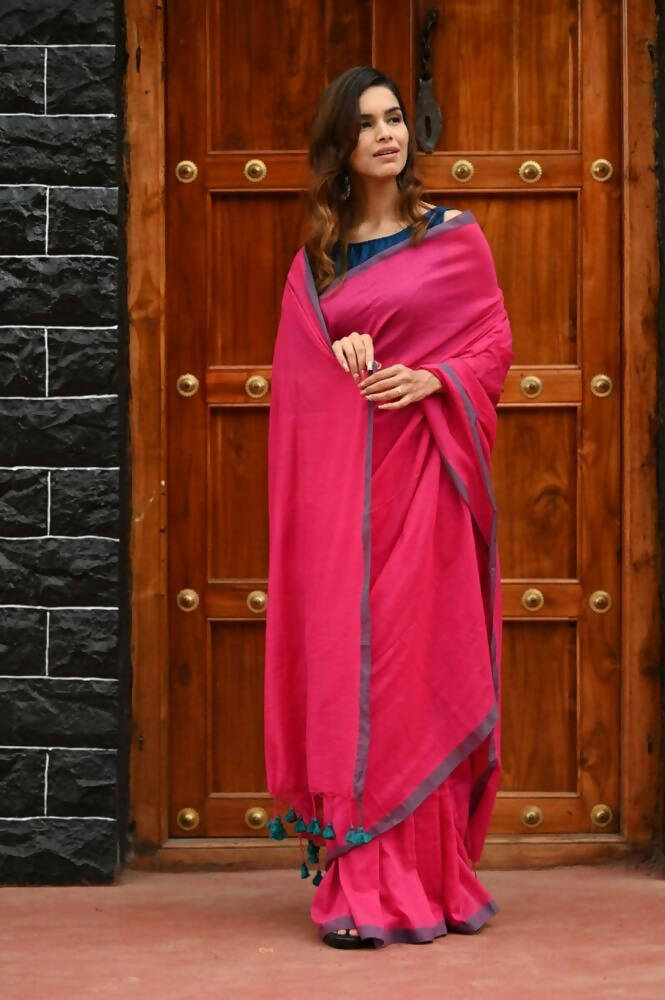 Very Much Indian Saadgi Pure Cotton Handloom Sarees With Intricate Borders | Grocsy