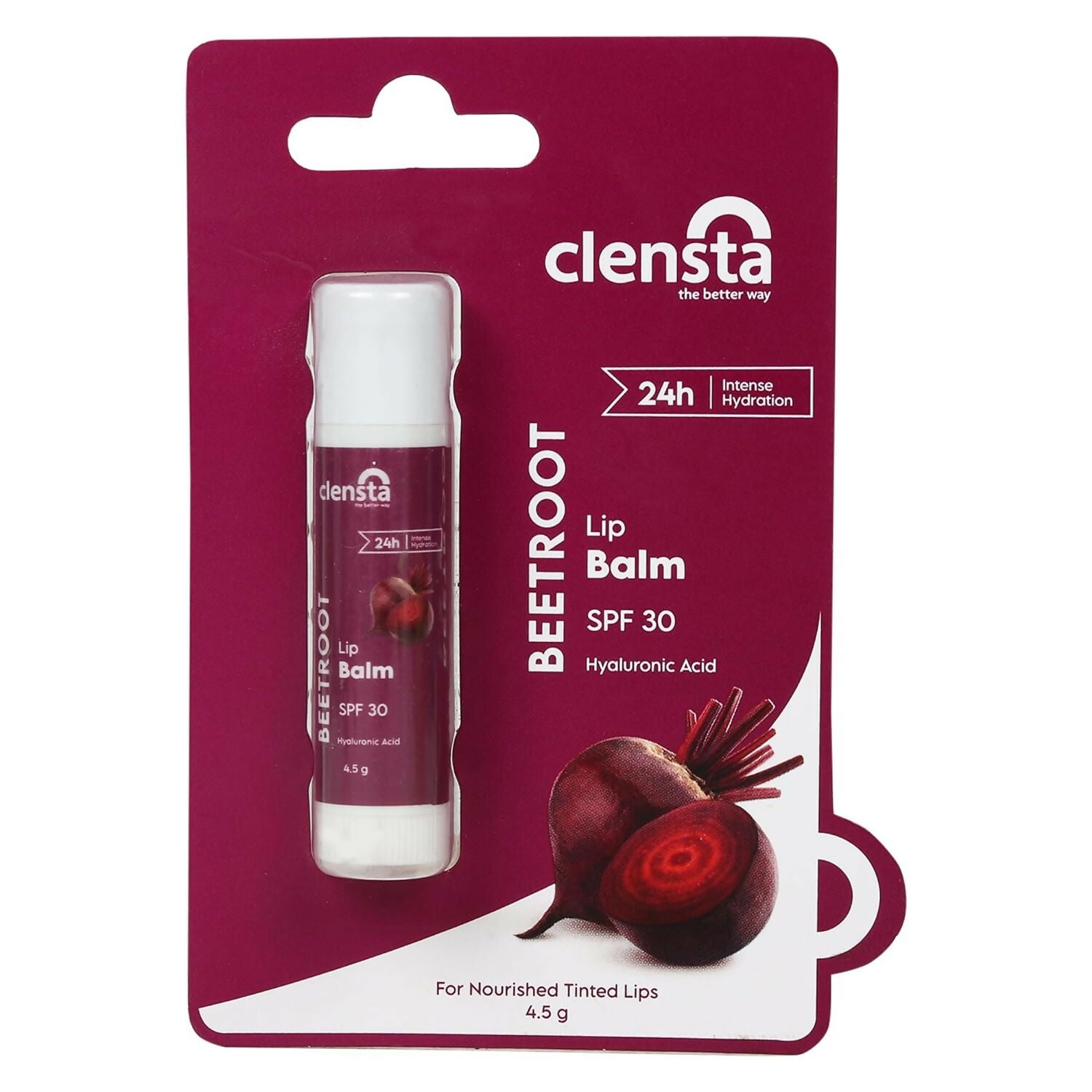 Clensta Beetroot Lip Balm With Hyaluronic Acid Spf 30 With Beetroot | Grocsy
