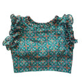 Vamika Rama Green Georgette Frill Blouse | Grocsy