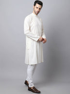 Even Apparels White Pure Cotton Men's Kurta With Side Placket | Grocsy