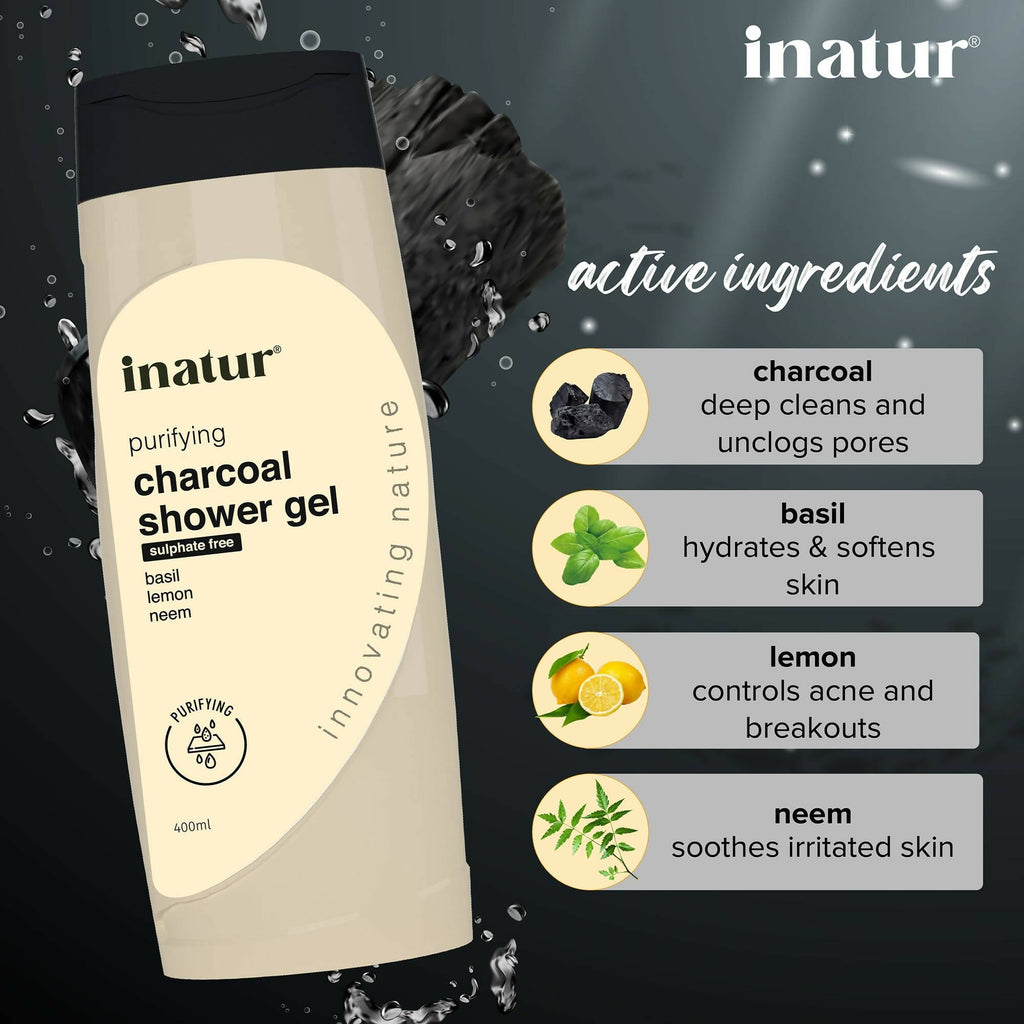 Inatur Charcoal Shower Gel | Grocsy