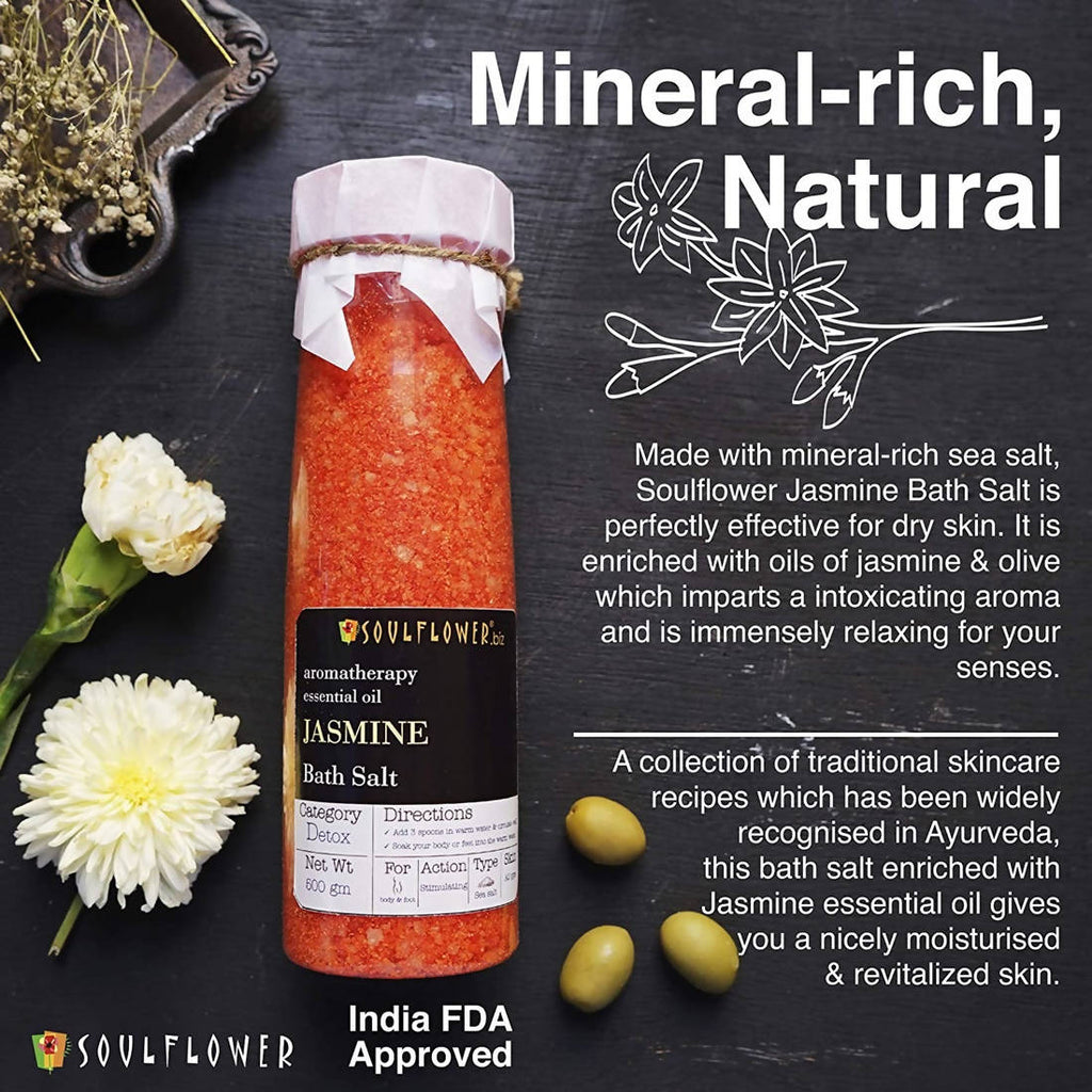 Soulflower Aromatherapy Essential Oil Jasmine Bath Salt | Grocsy