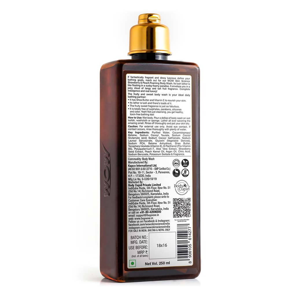 Wow Skin Science Strawberry & Peach Foaming Body Wash | Grocsy