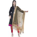 A R Silk Dark Golden Color Orgenza Flower Mirror Dupattas and Chunnis | Grocsy