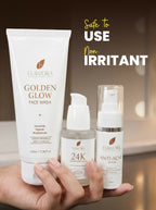Flawora Set of Golden Glow Face Wash, Anti Acne Serum and 24k Golden Glow Face Serum | Grocsy