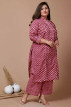 Miravan Womens Plus Size Floral Printed Cotton Kurta With Palazzo | Grocsy