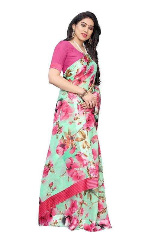 Vamika Green Linen Satin Border Saree (SONAKSHI 12 GREEN) | Grocsy