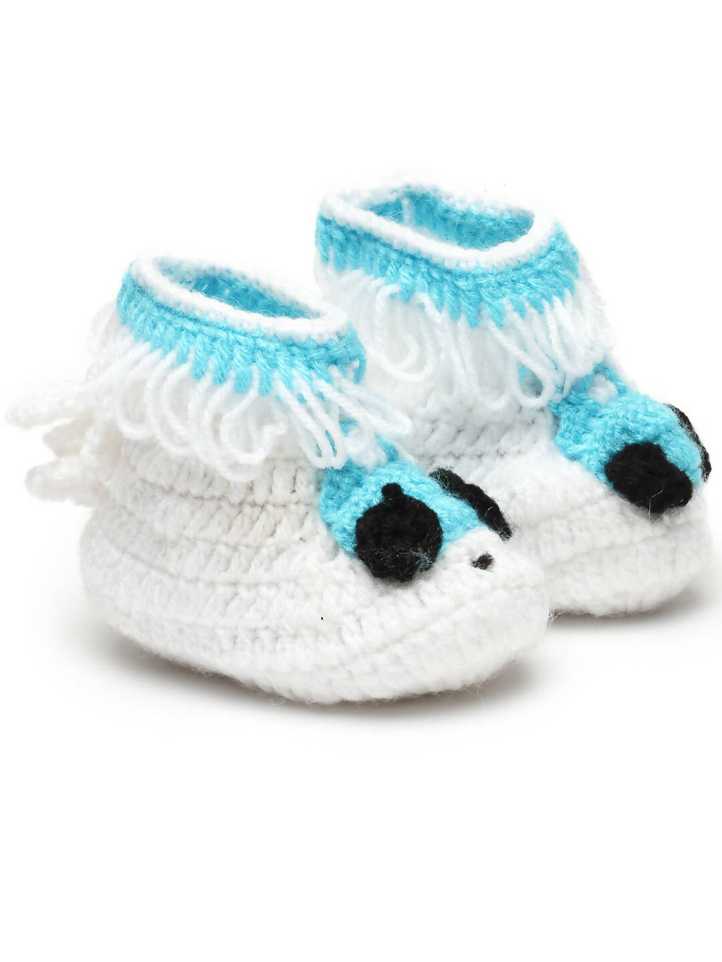 Chutput Kids Woollen Hand Knitted Self Desgin Detailed Booties - White | Grocsy