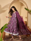 Joban Fashion Printed Purple Pure Cotton Kurta Set | Grocsy