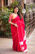 Rani Chanderi Cotton Block Print Saree with Unstitched Blouse - Hiral Fashion | Grocsy