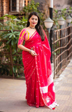 Rani Chanderi Cotton Block Print Saree with Unstitched Blouse - Hiral Fashion | Grocsy