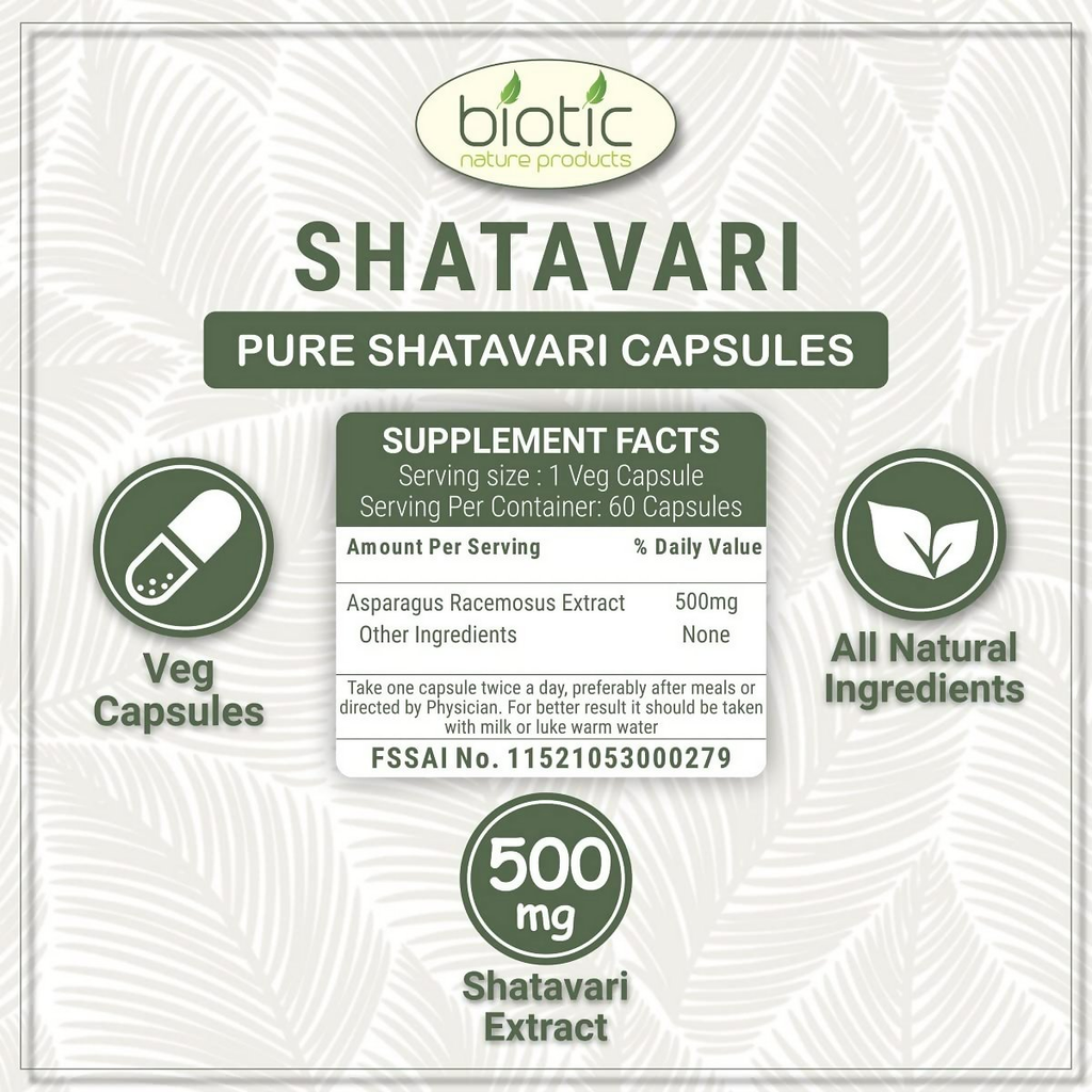 Biotic Shatavari Capsules For Women & Men | Grocsy
