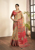 Beige Bhagalpuri Silk Woven design with Hand work butta Saree - Norita Nirvi | Grocsy