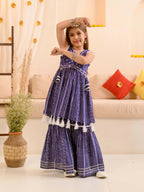 Joban Fashion Girl's Blue Color Sharara Set | Grocsy