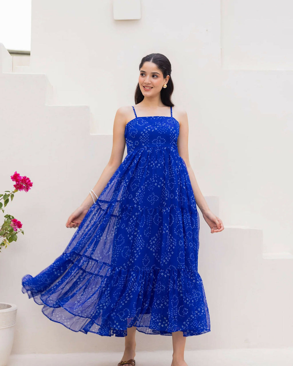 Aayaa Designer crape hand work Multi indo western - Blue | Grocsy