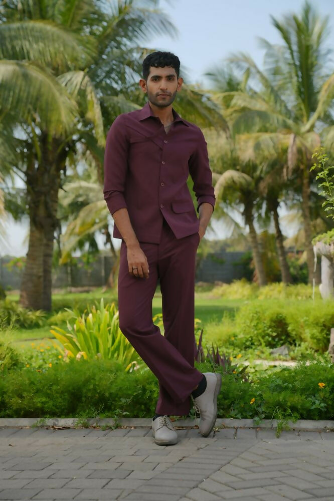Mono Merge Burgundy Shacket by Hilo Design | Grocsy