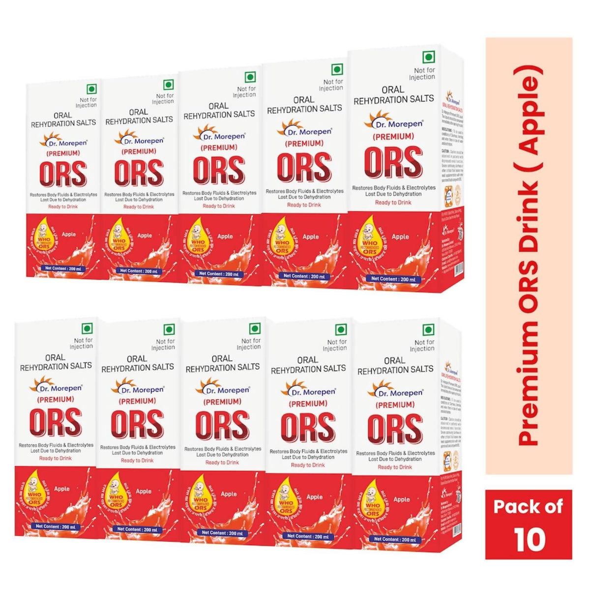 Dr. Morepen Premium ORS Drink With Electrolytes for Instant Hydration Apple Flavour | Grocsy
