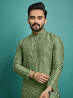 Party Wear Stitched Green Kurta Pajama For Men by Infinity Export | Grocsy