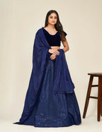 Jyoti Fashion Women's Blue Two Tone Tapeta Silk Sequins Designer Lehenga Choli Set | Grocsy