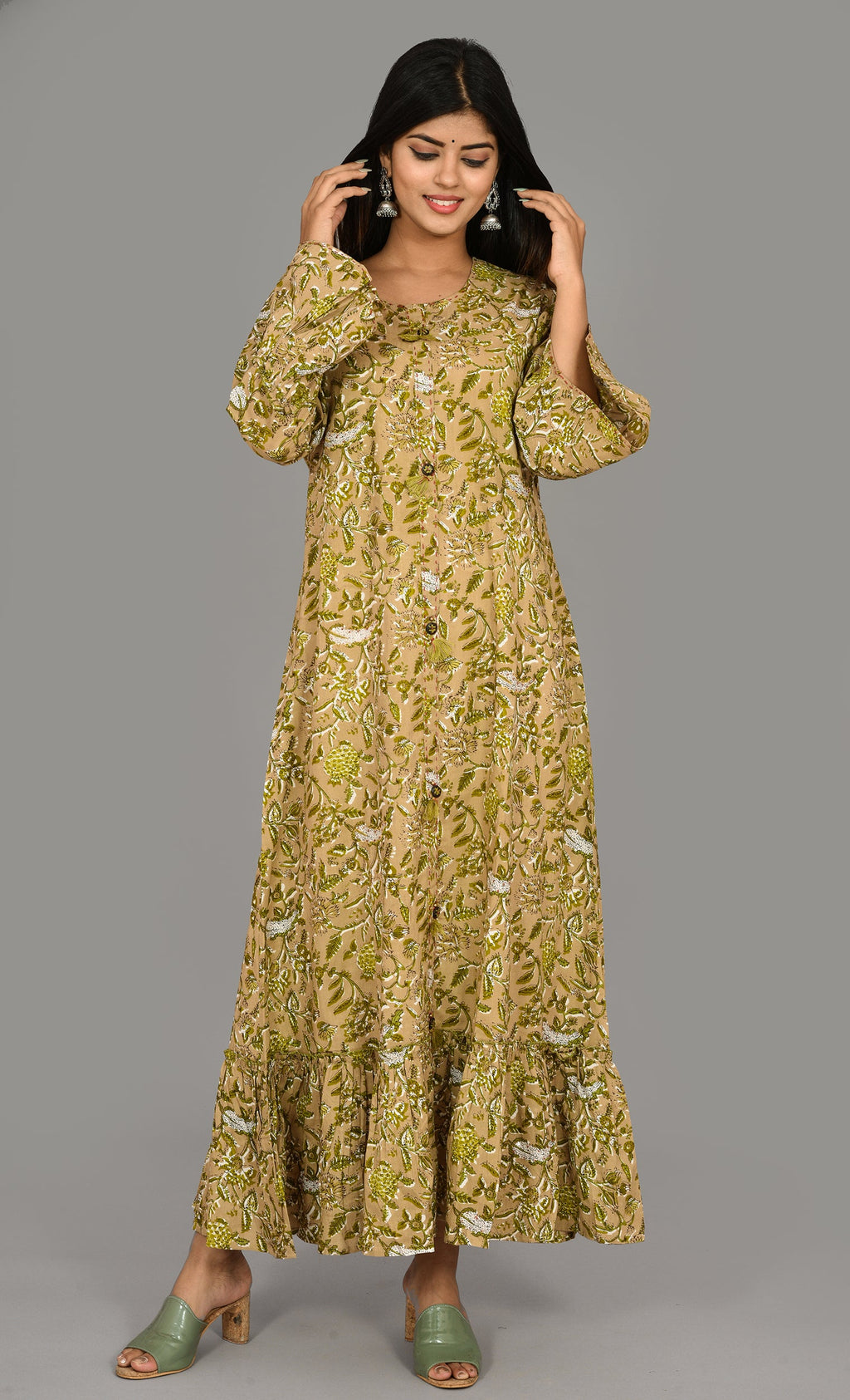 Kaajh Women's Green Floral Print kurta | Grocsy