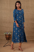 Kaajh Women's Blue Floral Print kurta | Grocsy