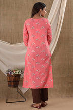 Kaajh Pink Floral Print Beautiful Suit Set For Women | Grocsy