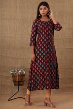 Kaajh Women's Purple Floral Print Kurta | Grocsy