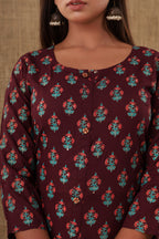 Kaajh Women's Purple Floral Print Kurta | Grocsy