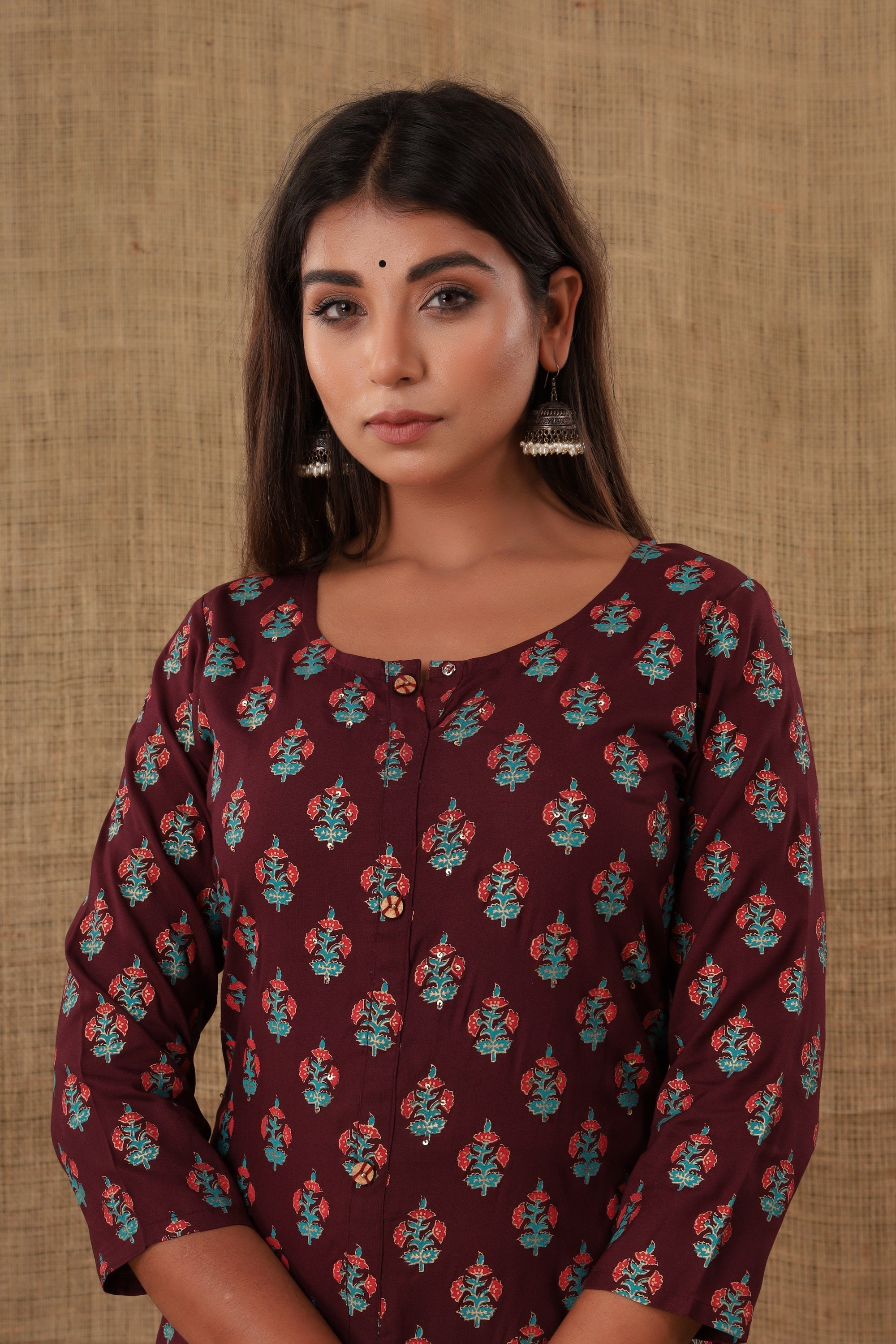 Kaajh Women's Purple Floral Print Kurta | Grocsy