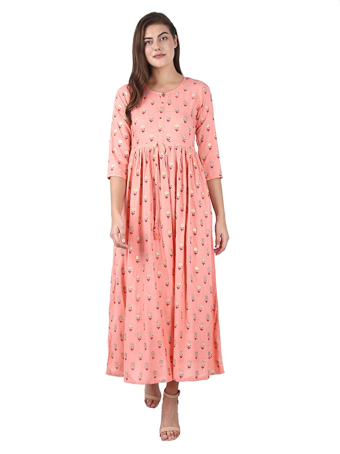 Kaajh Pink Floral Print kurta For Women | Grocsy