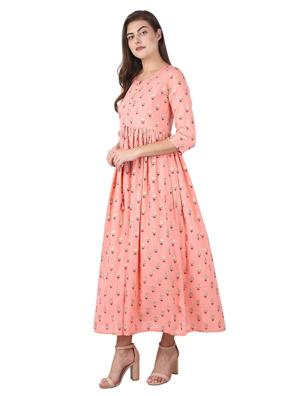 Kaajh Pink Floral Print kurta For Women | Grocsy