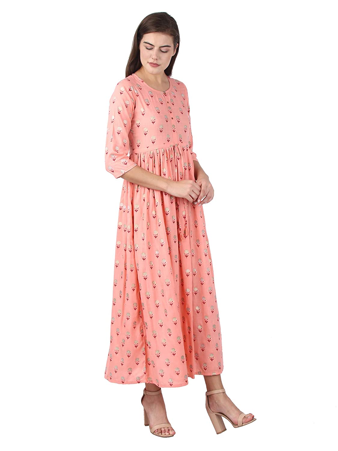 Kaajh Pink Floral Print kurta For Women | Grocsy