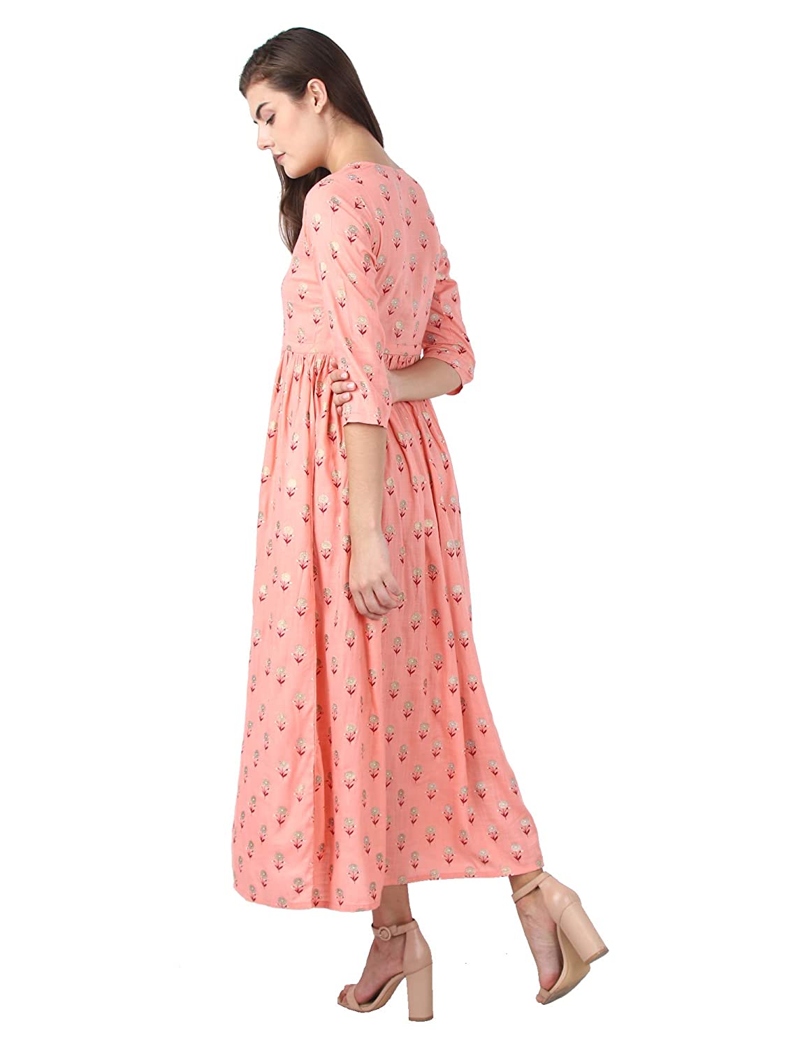 Kaajh Pink Floral Print kurta For Women | Grocsy