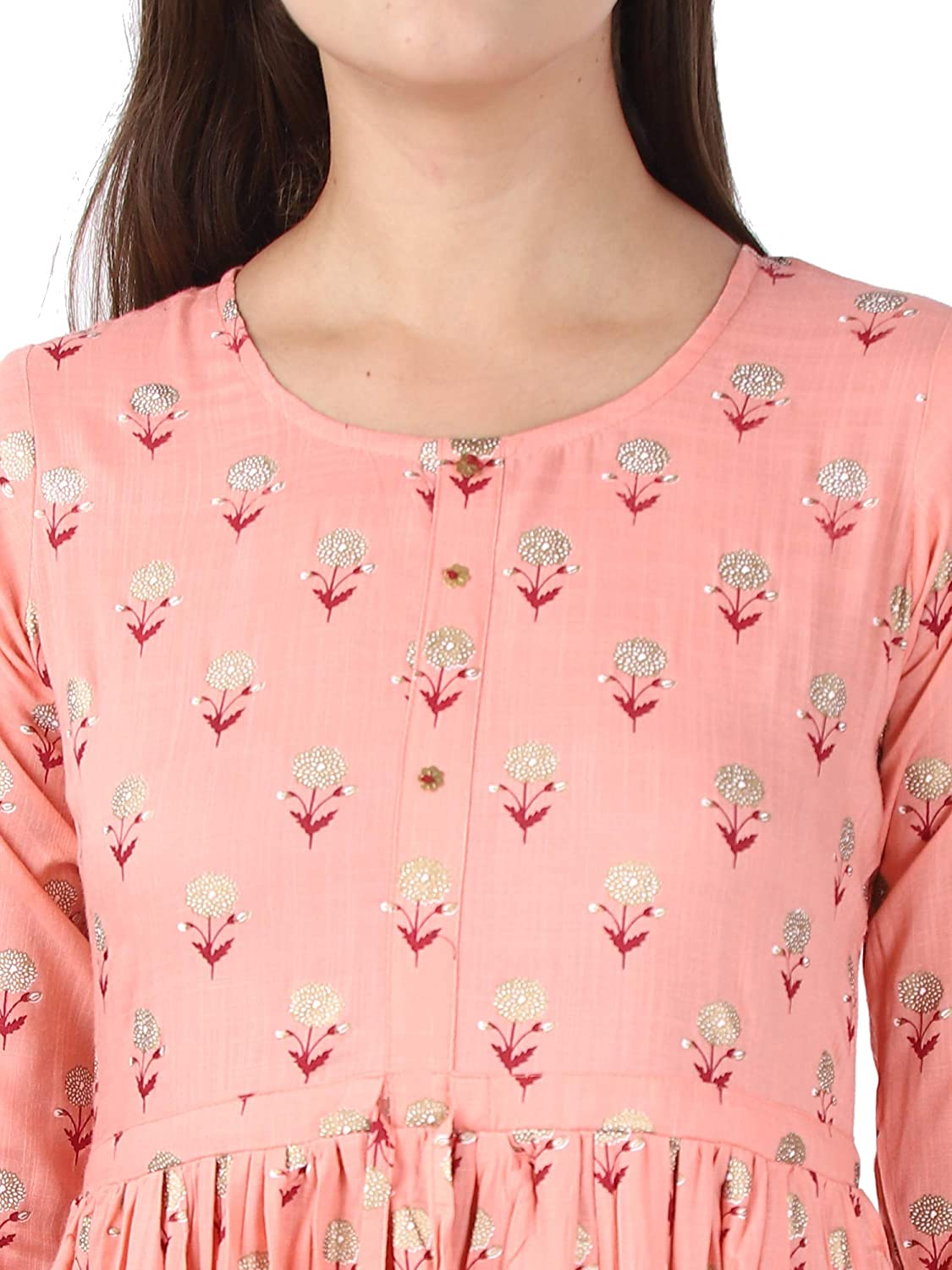 Kaajh Pink Floral Print kurta For Women | Grocsy