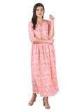 Kaajh Women's Pink Floral Print kurta | Grocsy
