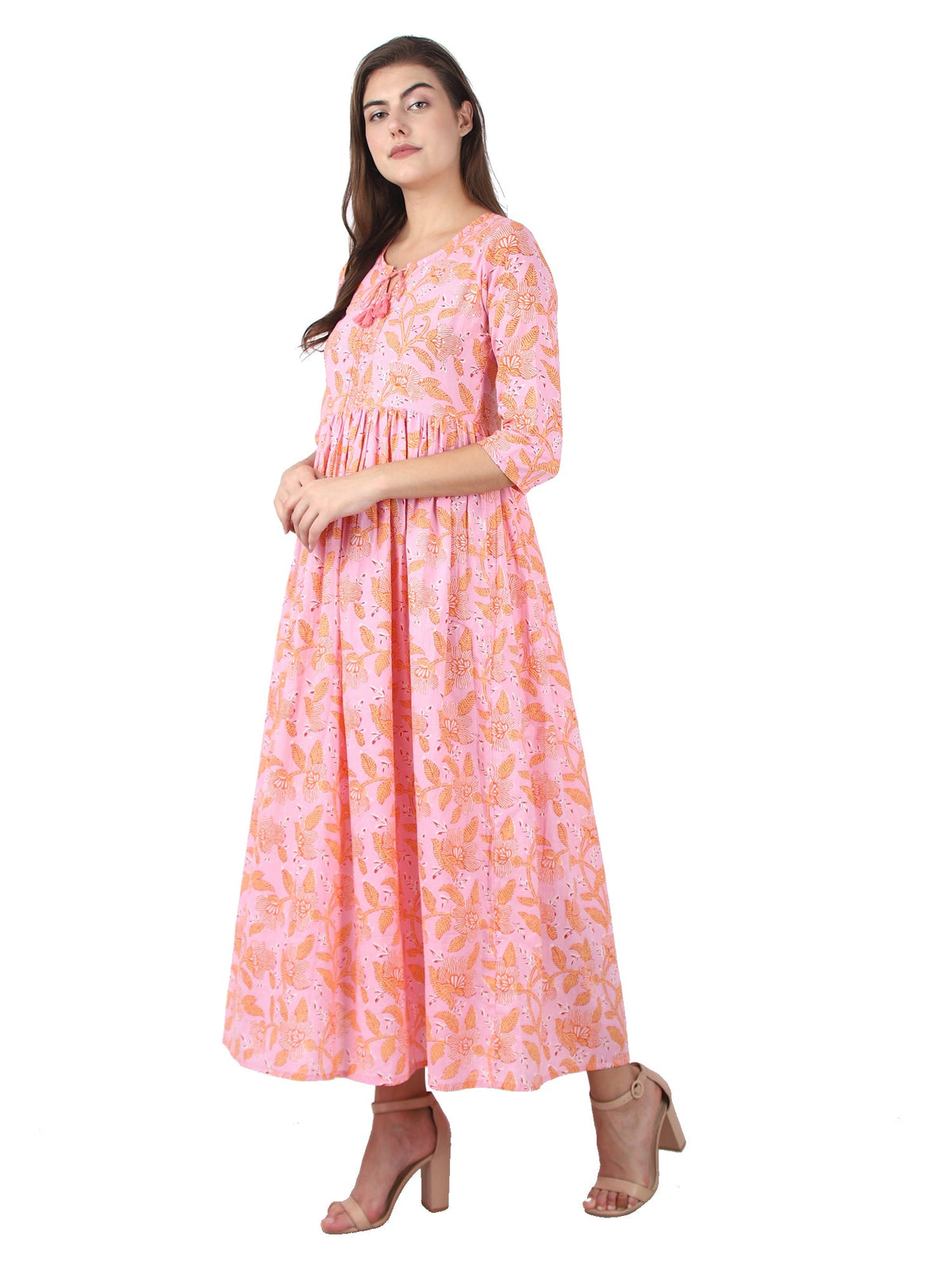 Kaajh Women's Pink Floral Print kurta | Grocsy